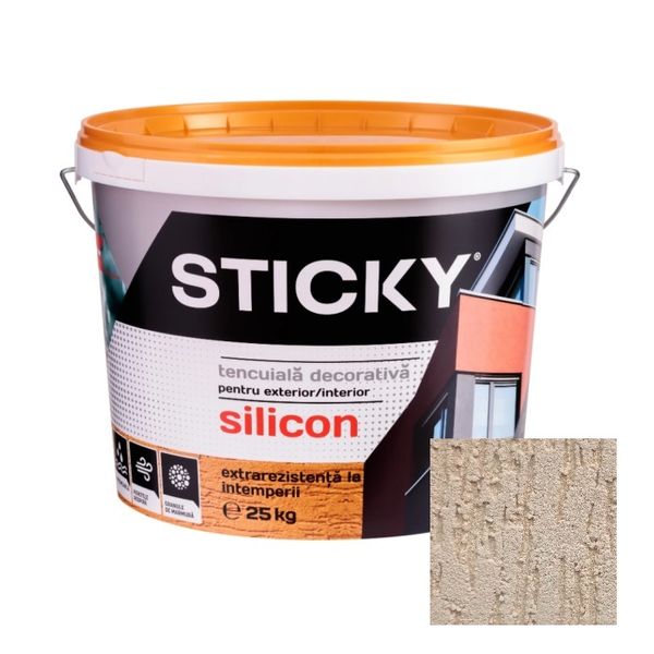 STICKY Tencuiala Decorativa Siliconata, Scoarta de Copac, Terra, 25 kg TDS25TR foto