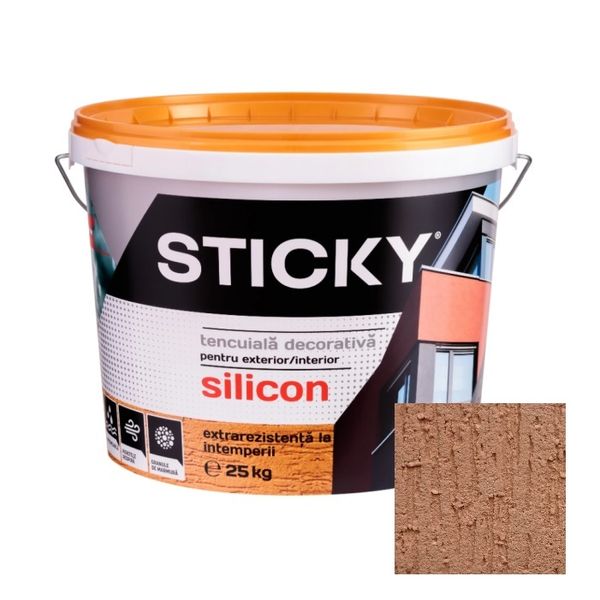 STICKY Tencuiala Decorativa Siliconata, Scoarta de Copac, Teracotta, 25 kg TDS25TC foto