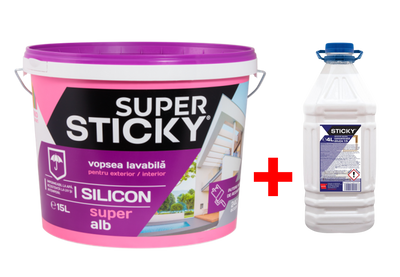 SUPER STICKY Силиконовая краска 15 л. + Грунтовка 4 л. SSS-15 фото