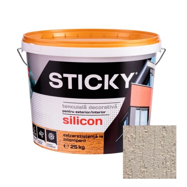 STICKY Tencuiala Decorativa Siliconata, Scoarta de Copac, Capuccino, 25 kg TDS25CP foto