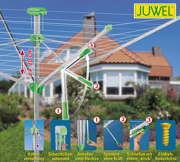 вращающаяся сушилка для белья Juwel Novaplus 600 Lift 51 m 30091 фото