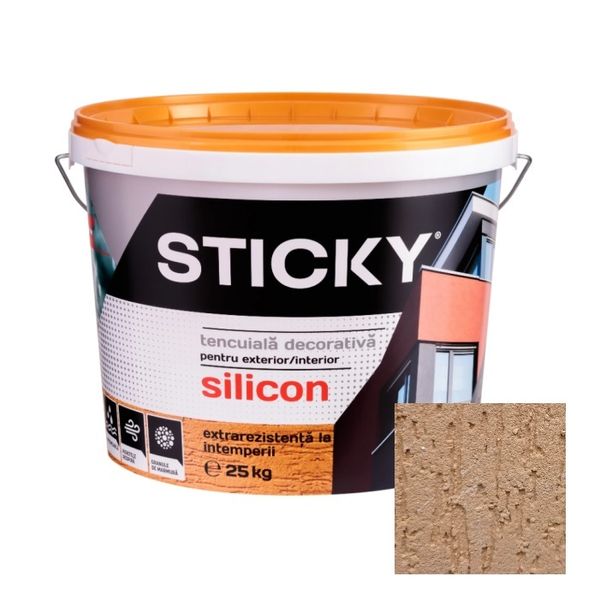 STICKY Tencuiala Decorativa Siliconata, Scoarta de Copac, Cognac, 25 kg TDS25CG foto