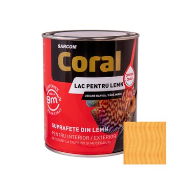 CORAL Lac pentru Lemn pe Baza de Apa 0,75 L, Pin CL07PN foto