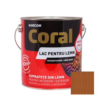 CORAL Lac pentru Lemn pe Baza de Apa 2,5 L, Mahon CL25MH foto