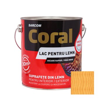 CORAL Lac pentru Lemn pe Baza de Apa 2,5 L, Pin CL25PN foto