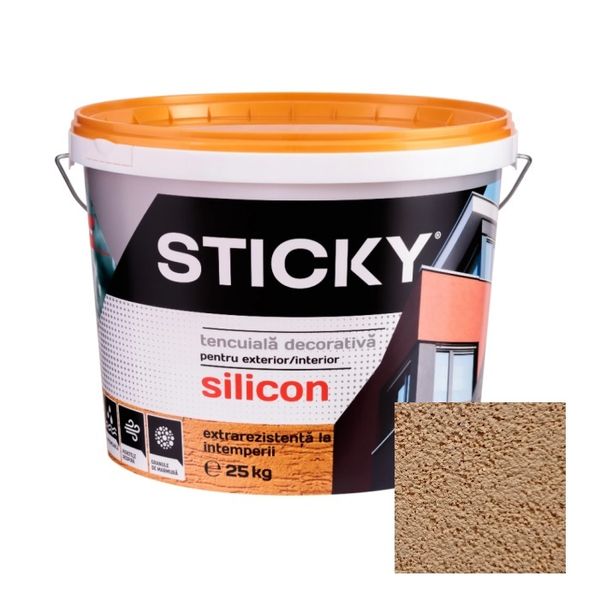 STICKY Tencuiala Decorativa Siliconata, Bob de Orez, Cognac, 25 kg TDB25CG foto