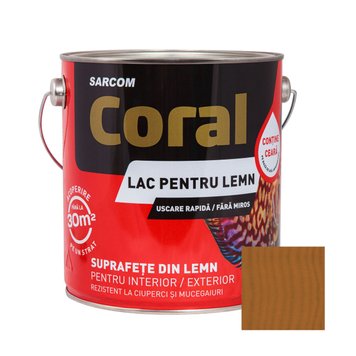 CORAL Lac pentru Lemn pe Baza de Apa 2,5 L, Nuc CL25NC foto