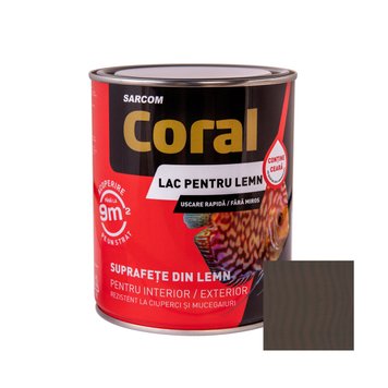 CORAL Lac pentru Lemn pe Baza de Apa 0,75 L, Ebony CL07EB foto