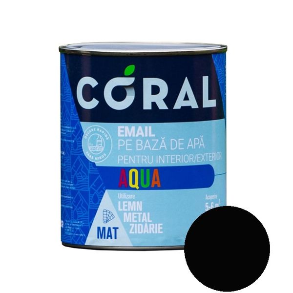 CORAL AQUA Эмаль на Водной Основе, Чёрная 0,6 л CA06NG фото